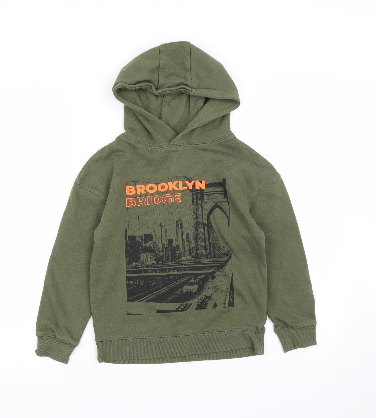 Primark Boys Green  Cotton Pullover Hoodie Size 8-9 Years