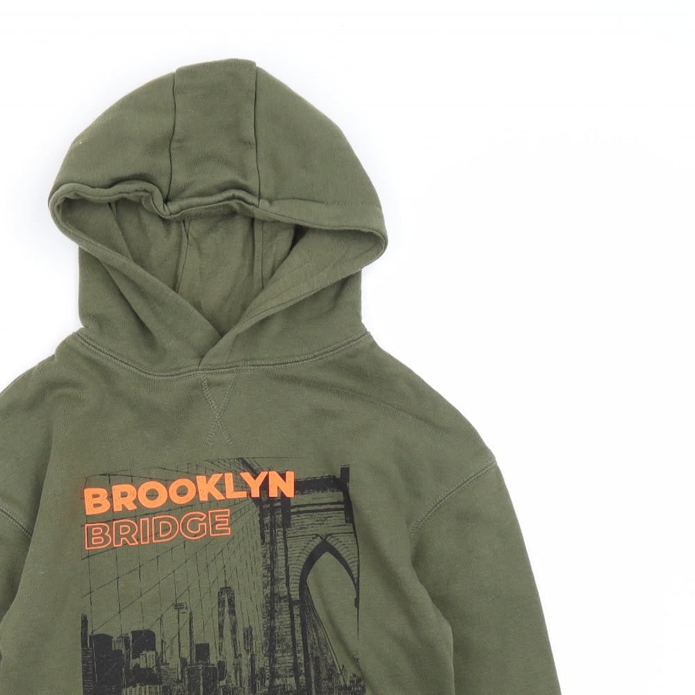 Primark Boys Green  Cotton Pullover Hoodie Size 8-9 Years