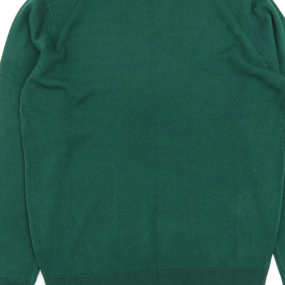 Cedar Wood State Mens Green V-Neck  Acrylic Pullover Jumper Size M