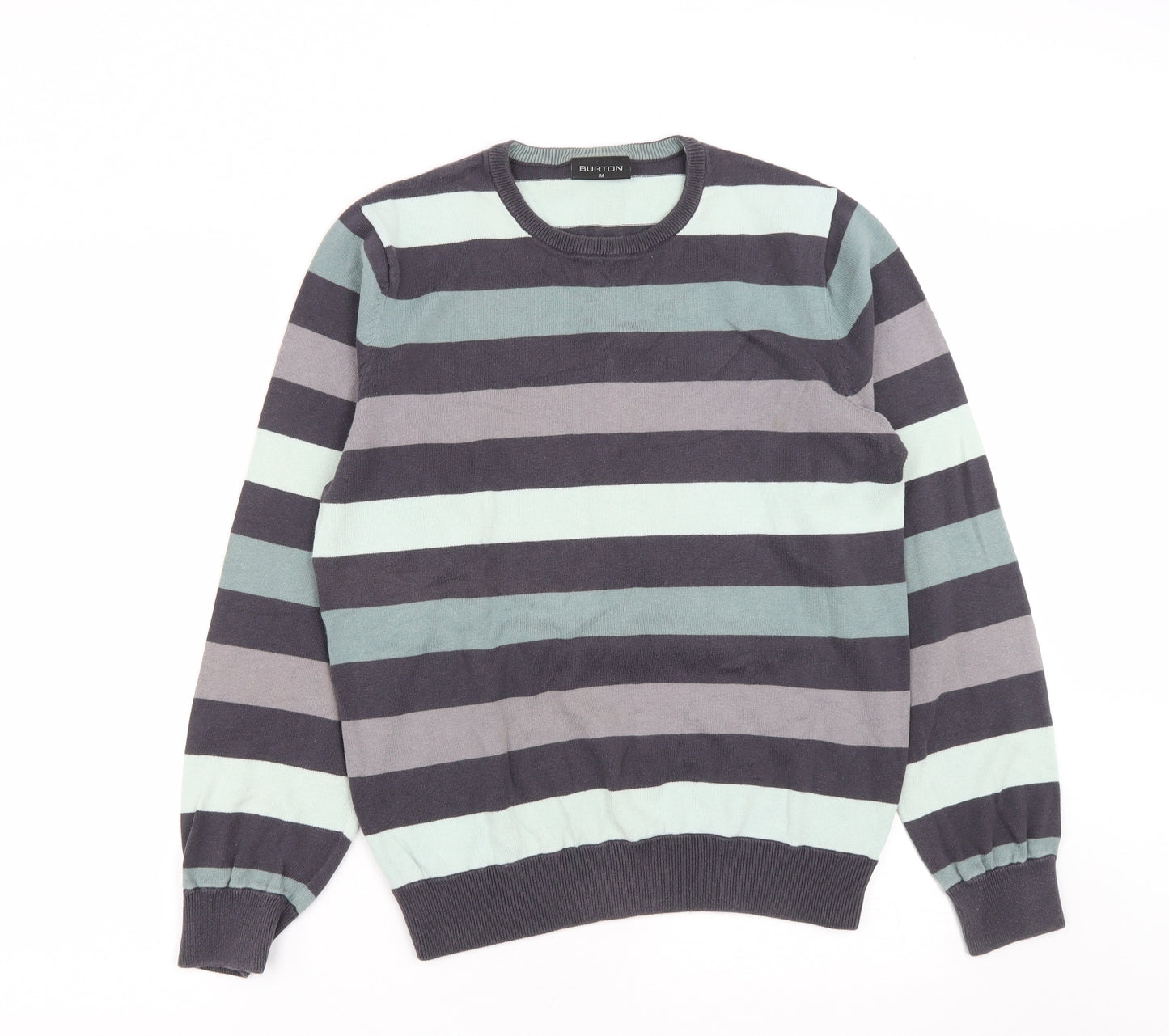 Burton Mens Multicoloured Round Neck Striped Cotton Pullover Jumper Size M