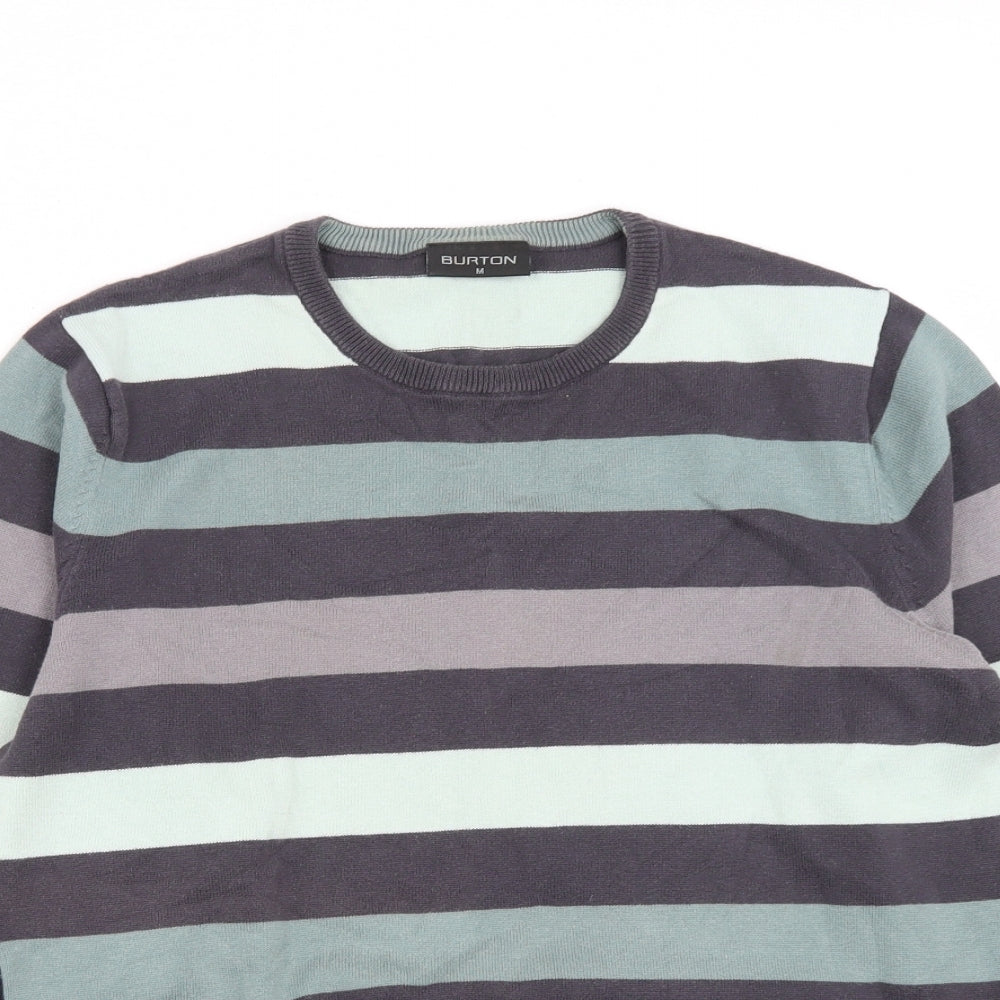 Burton Mens Multicoloured Round Neck Striped Cotton Pullover Jumper Size M