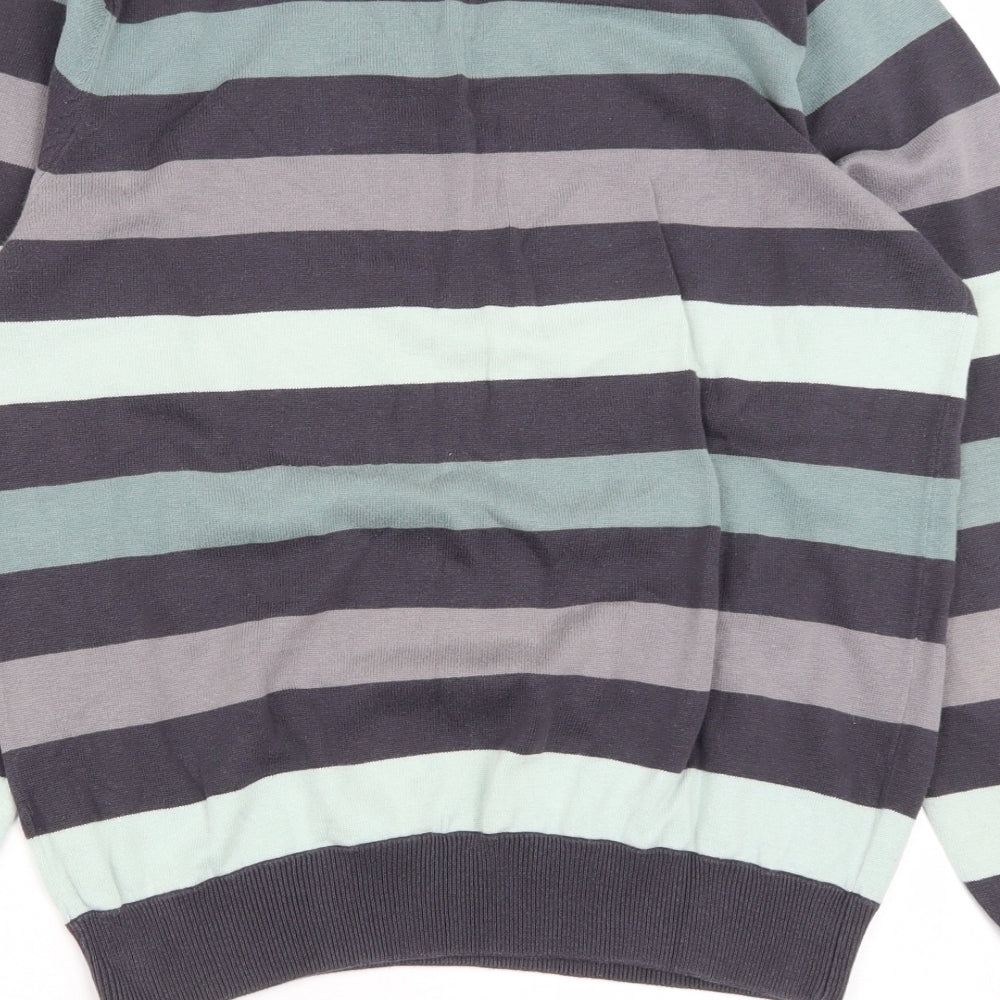 Burton Mens Multicoloured Round Neck Striped Cotton Pullover Jumper Size M