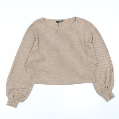 SheIn Womens Brown Round Neck  Polyester Pullover Jumper Size XS