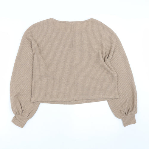 SheIn Womens Brown Round Neck  Polyester Pullover Jumper Size XS