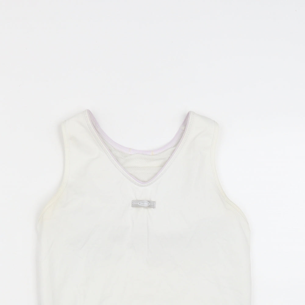 USA Pro Womens White  Polyamide Basic Tank Size M V-Neck