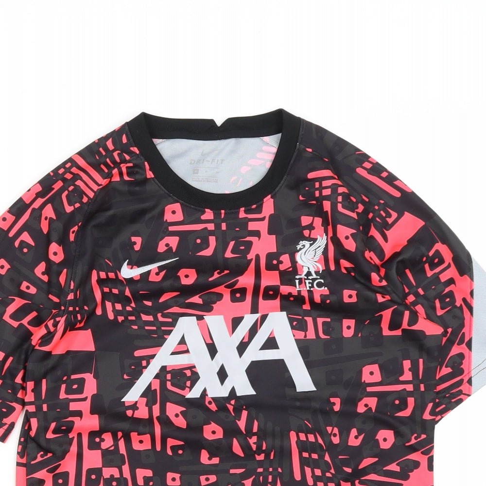 Nike Mens Black Geometric Polyester Basic T-Shirt Size S Roll Neck  - Liverpool Football Club