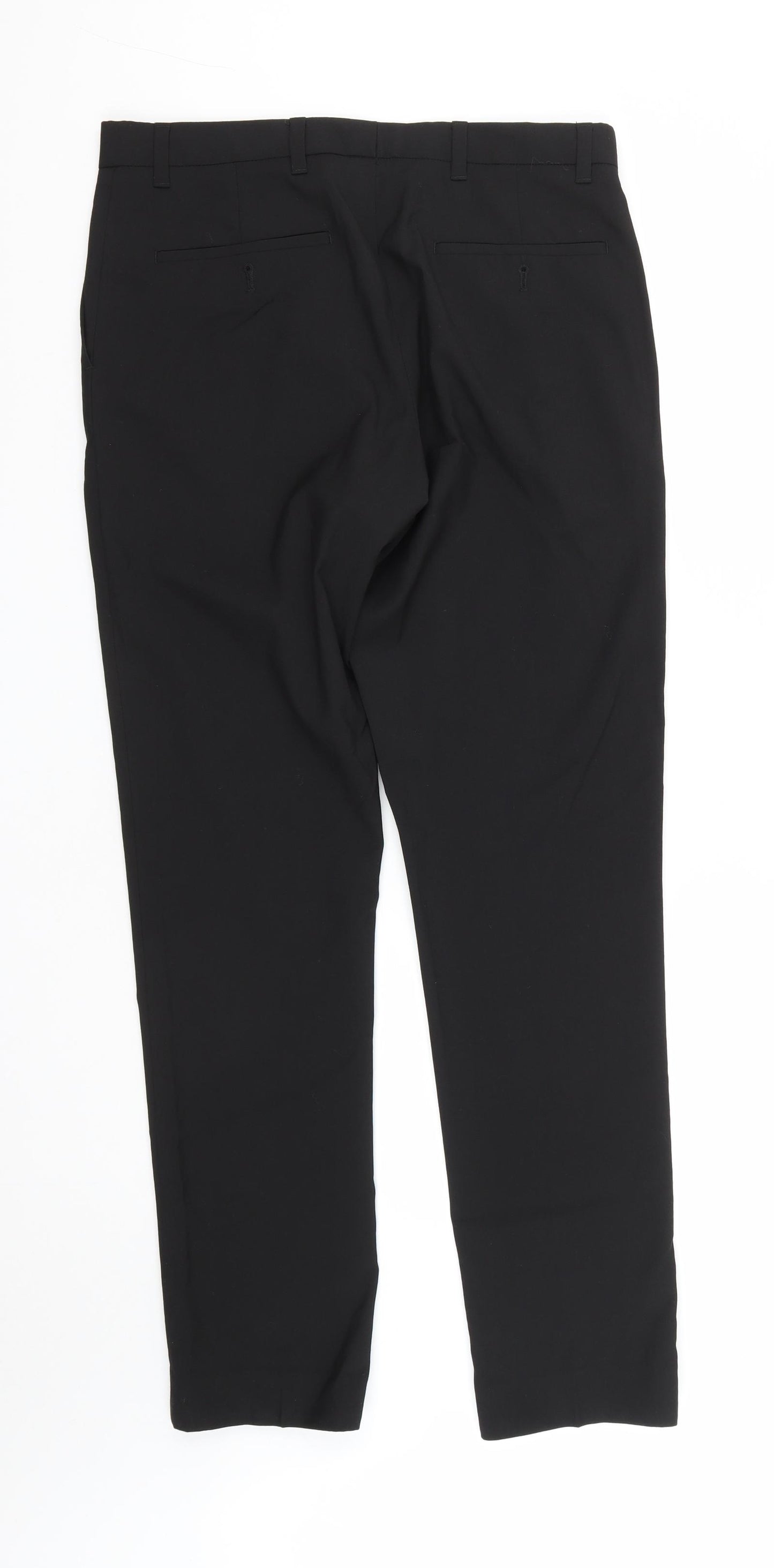 NEXT Mens Black  Polyester Trousers  Size 32 in L31 in Regular Zip