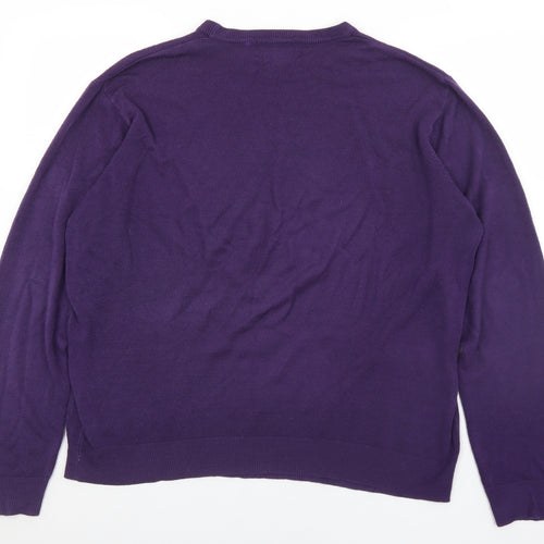 Hutson Harbour Mens Purple Crew Neck  Acrylic Pullover Jumper Size 2XL