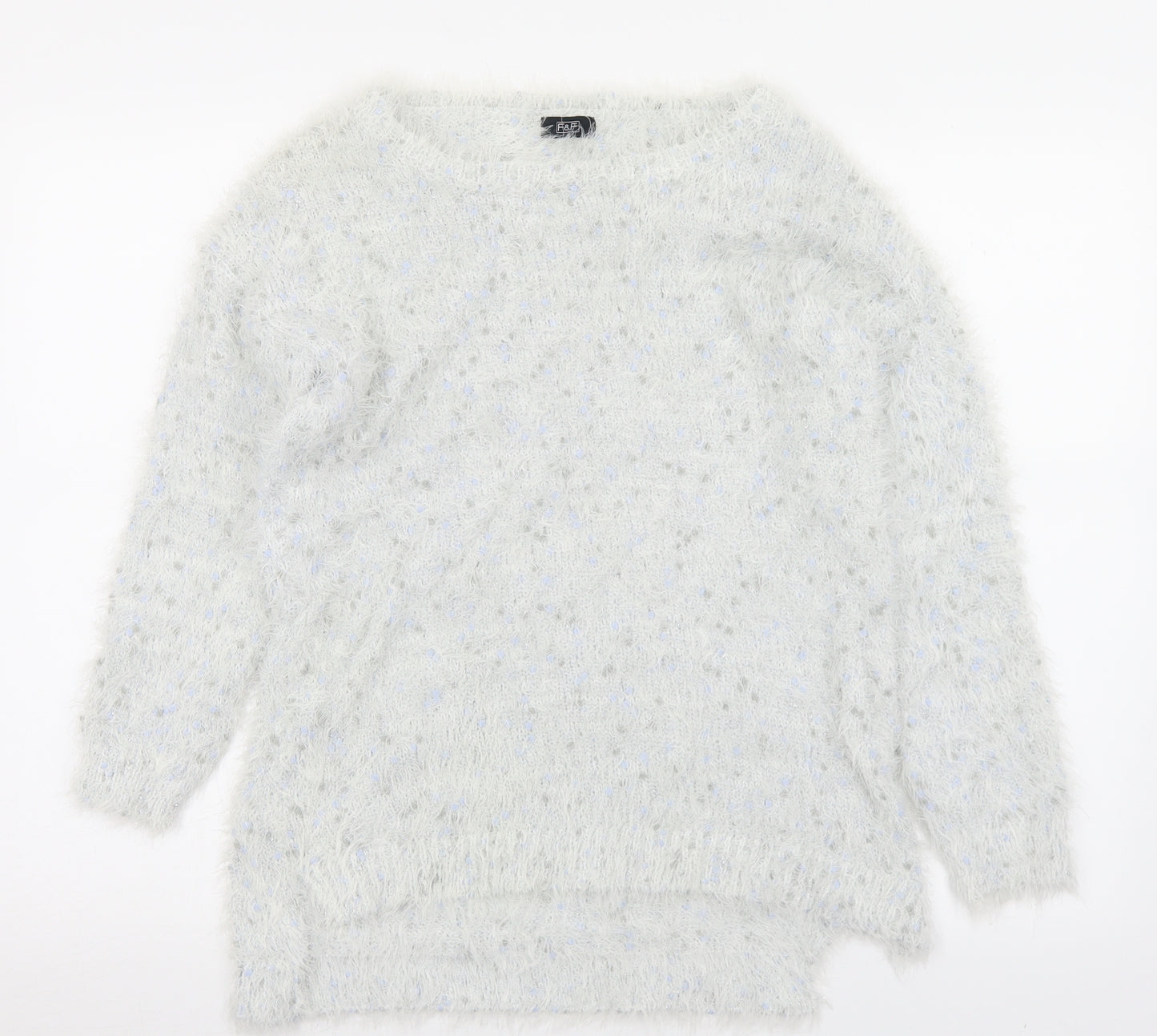 F&F Womens White Crew Neck  Polyamide Pullover Jumper Size 12