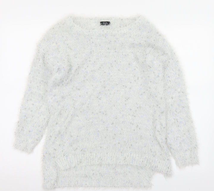 F&F Womens White Crew Neck  Polyamide Pullover Jumper Size 12