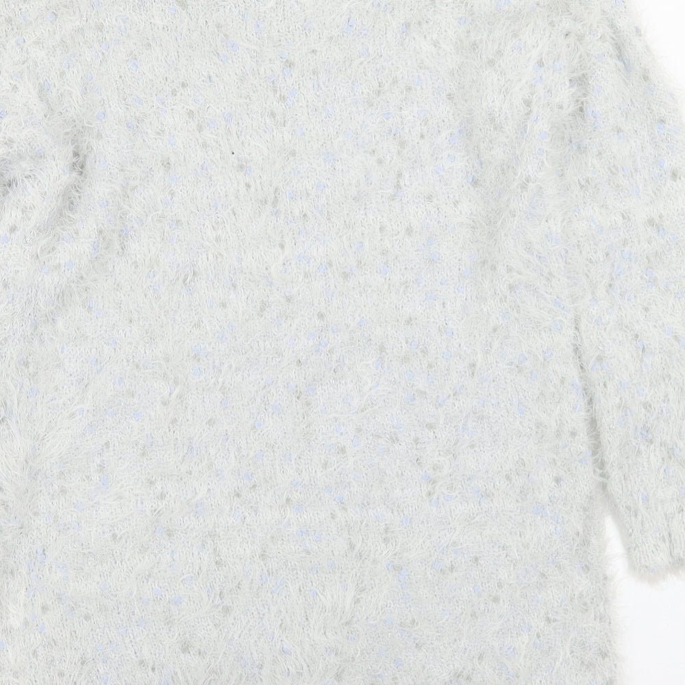 F&F Womens White Crew Neck  Polyamide Pullover Jumper Size 12