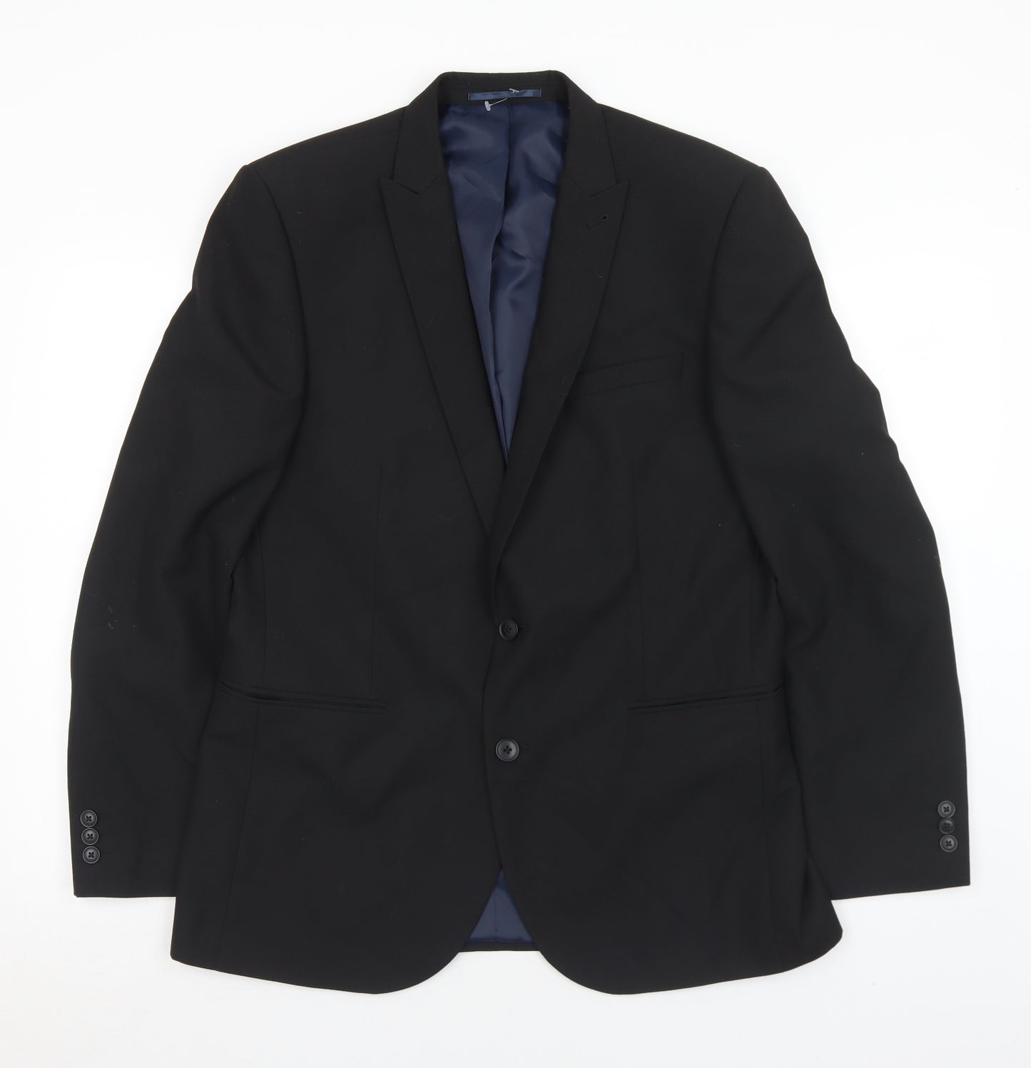 NEXT Mens Black  Polyester Jacket Suit Jacket Size 42