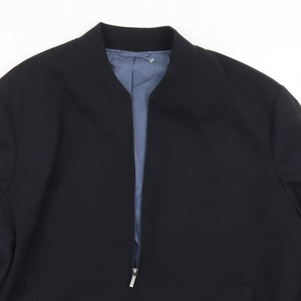 Authentic Mens Black   Bomber Jacket Coat Size L  Zip - Slim fit
