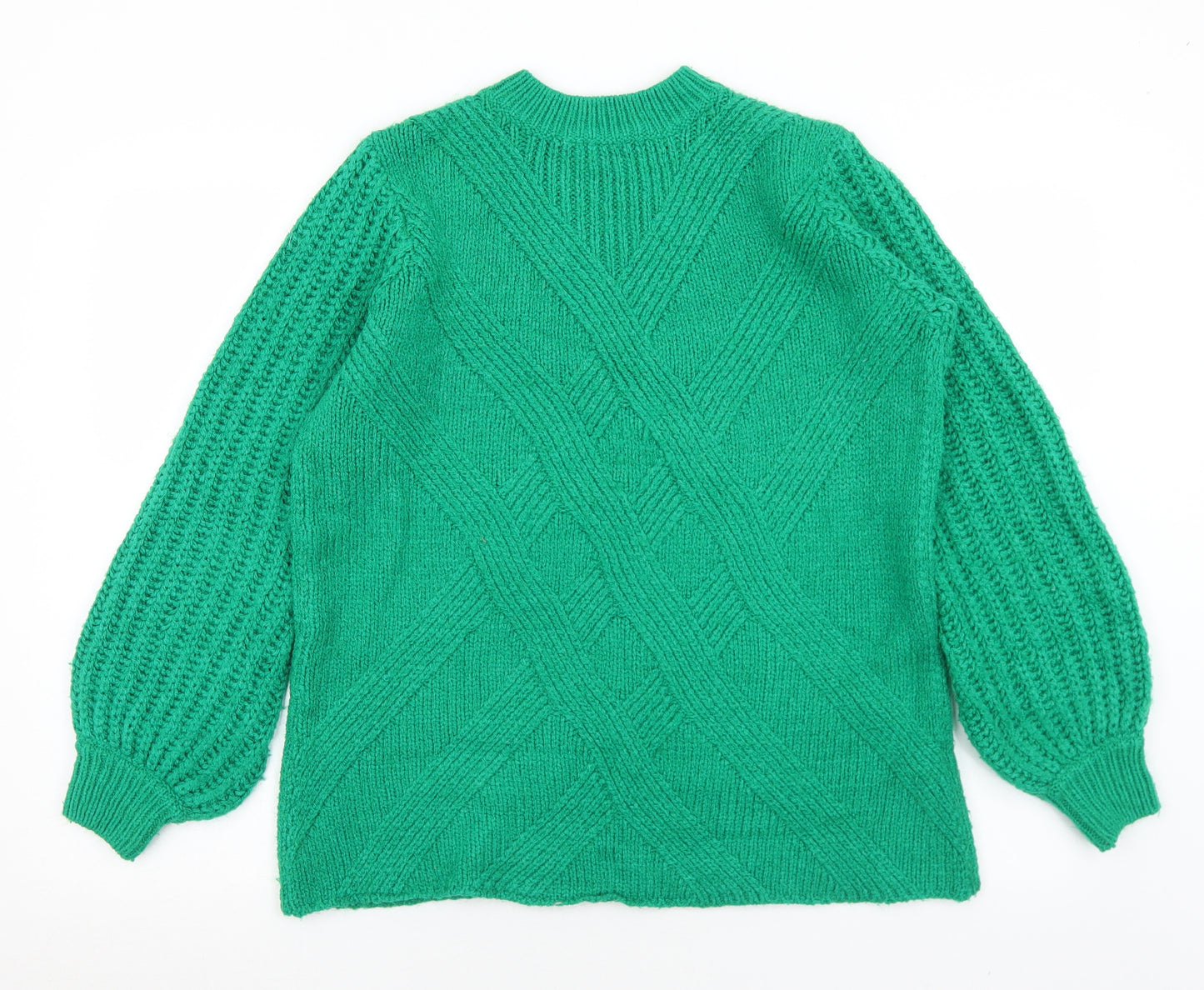Matalan Womens Green Mock Neck  Acrylic Pullover Jumper Size L