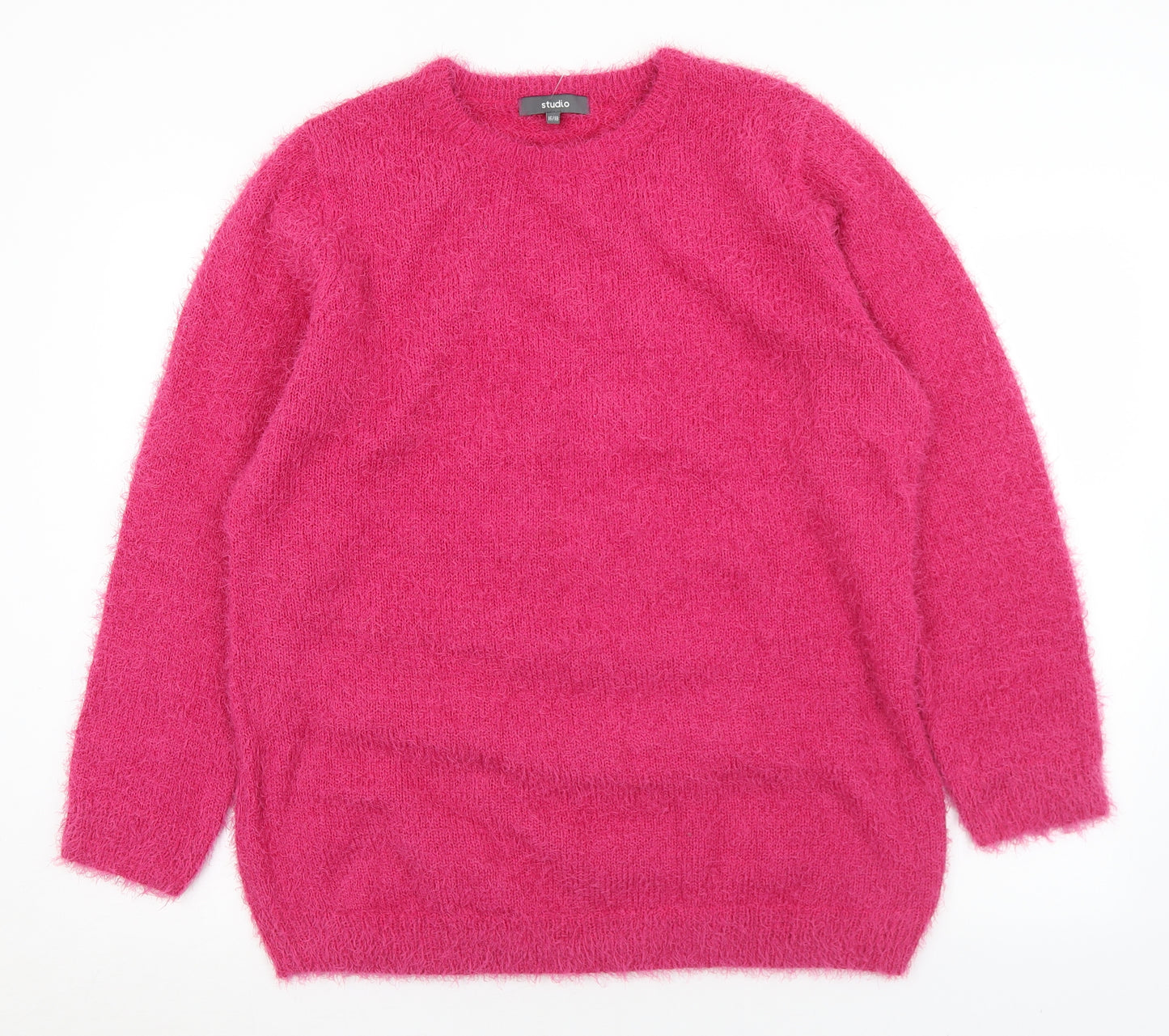 Studio Womens Pink Crew Neck  Polyester Pullover Jumper Size 16   - 16-18