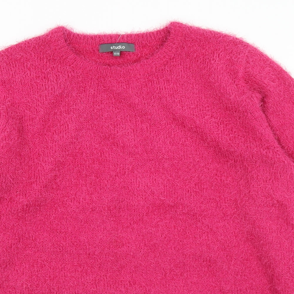 Studio Womens Pink Crew Neck  Polyester Pullover Jumper Size 16   - 16-18