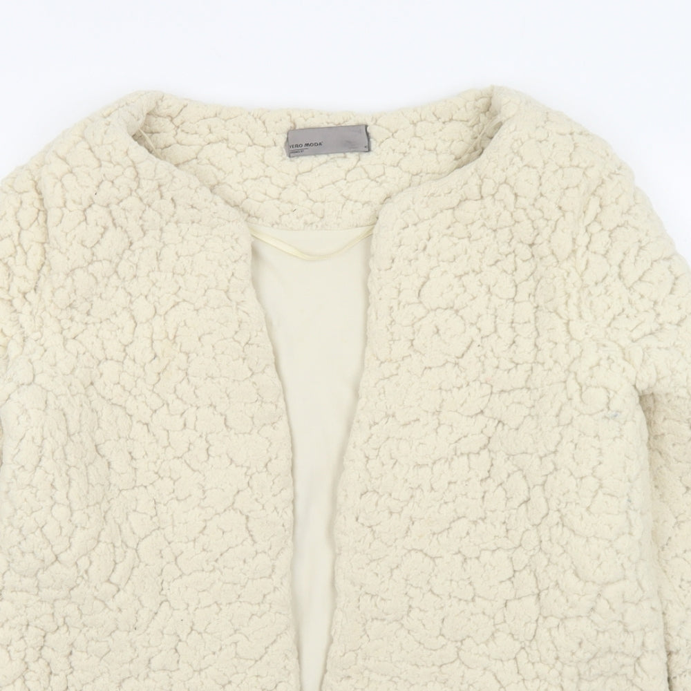 VERO MODA Womens Ivory Round Neck  Polyester Cardigan Jumper Size XS