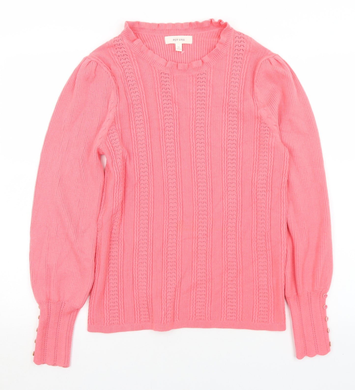 Marks and Spencer Womens Pink Round Neck  Polyamide Pullover Jumper Size 14