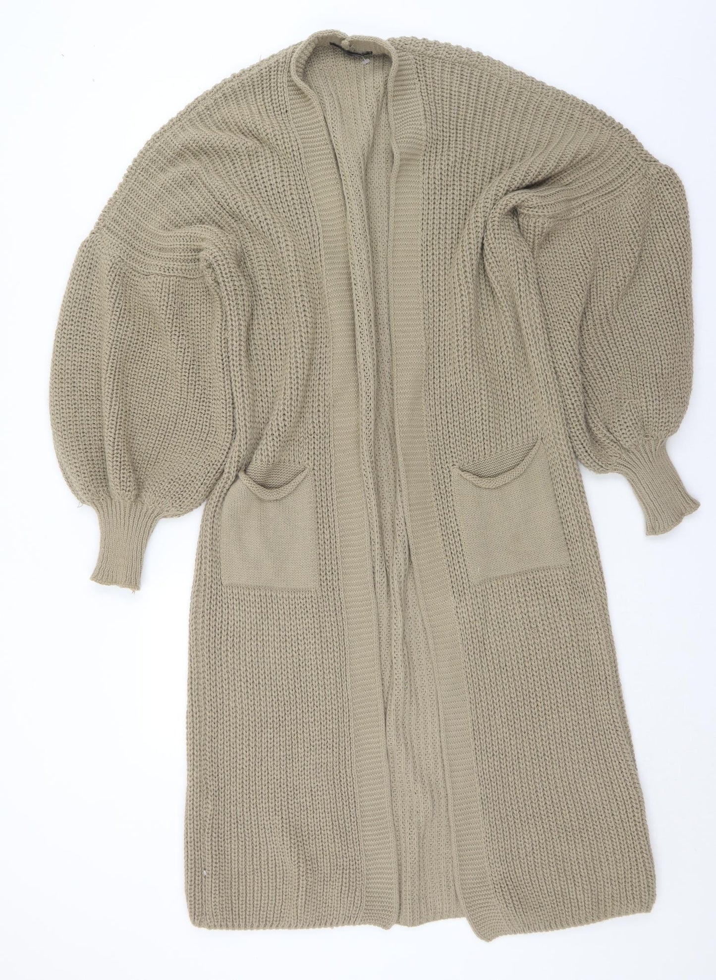 Missy Empire Womens Brown Collared  Acrylic Cardigan Jumper Size L