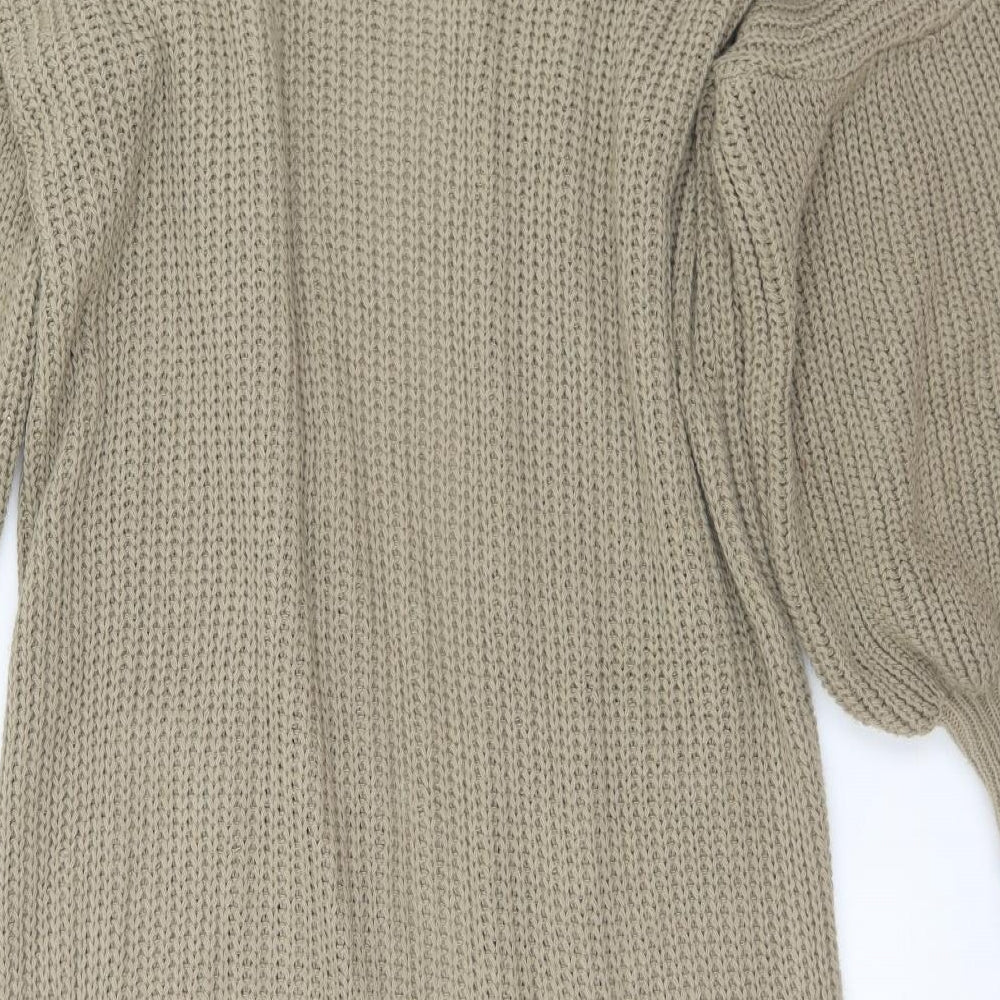 Missy Empire Womens Brown Collared  Acrylic Cardigan Jumper Size L