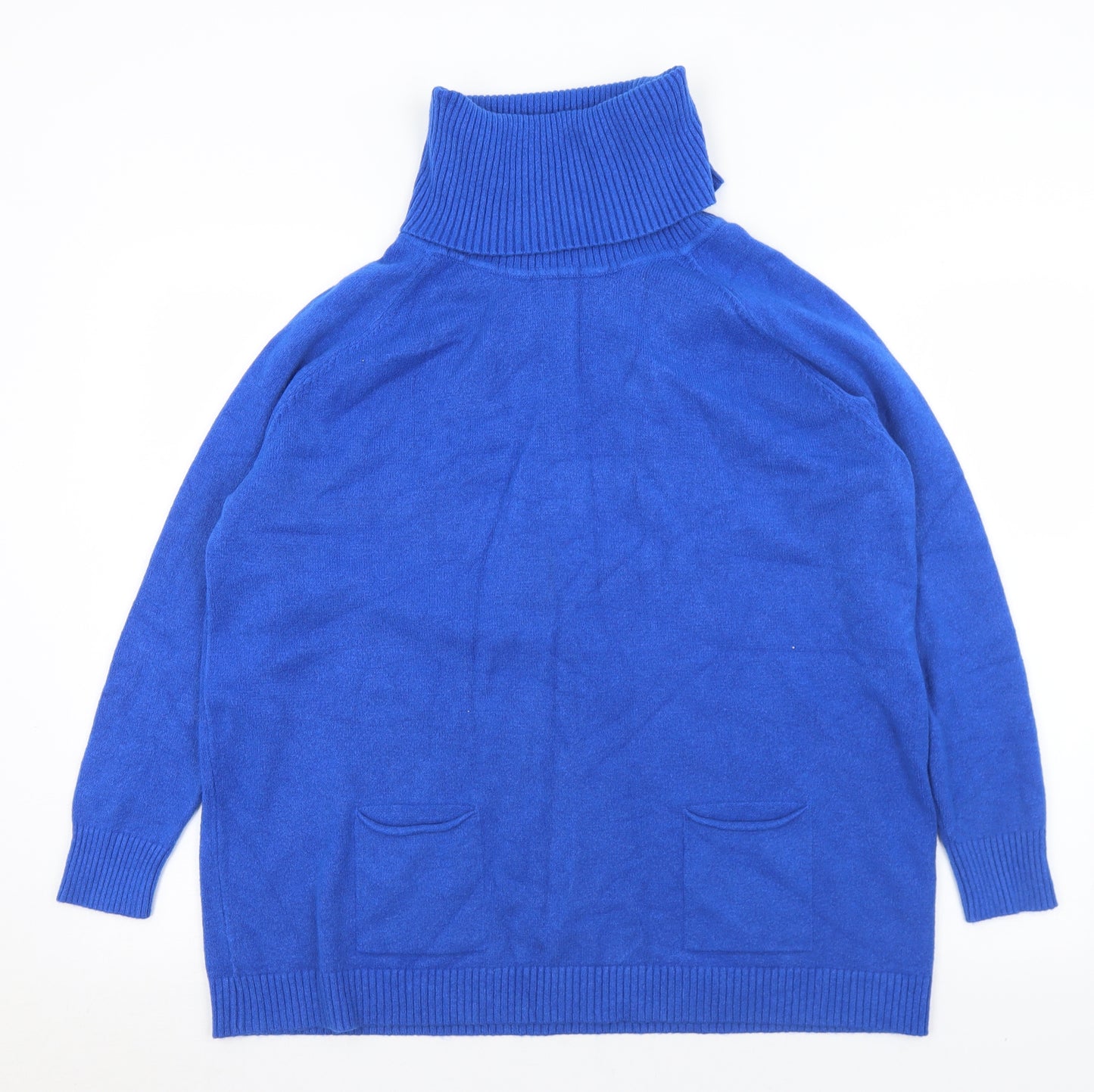 Preworn Womens Blue Roll Neck  Viscose Pullover Jumper Size L