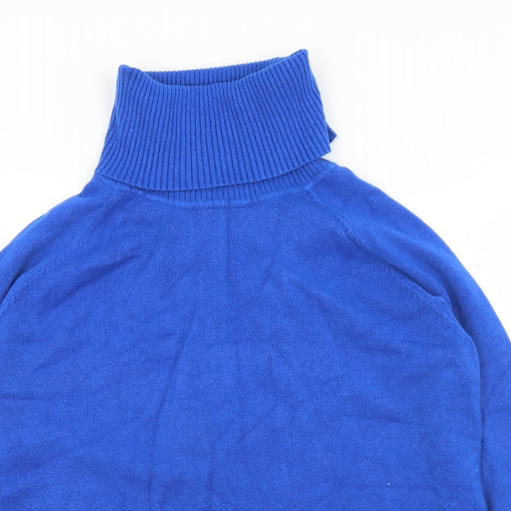 Preworn Womens Blue Roll Neck  Viscose Pullover Jumper Size L