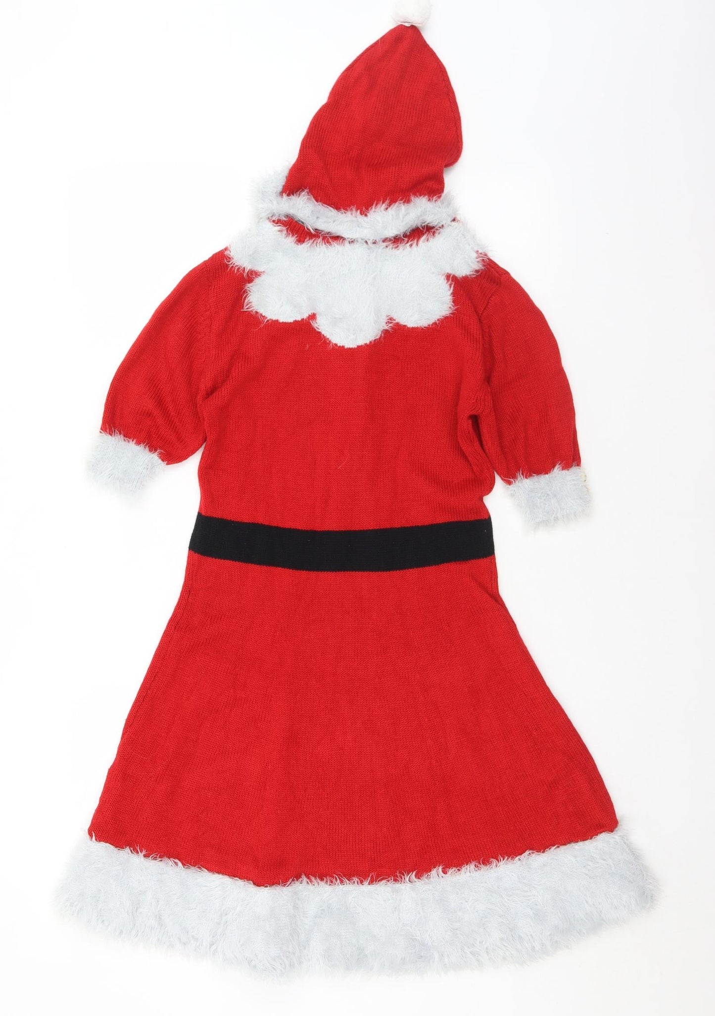 Primark Womens Red  Acrylic Jumper Dress  Size 6  Crew Neck  - 6-8 Christmas