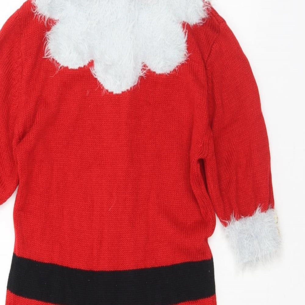 Primark Womens Red  Acrylic Jumper Dress  Size 6  Crew Neck  - 6-8 Christmas