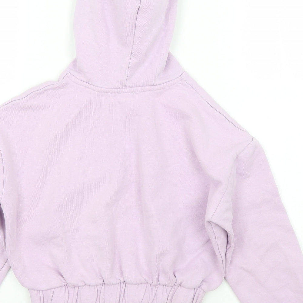 River Island Girls Purple  Cotton Pullover Hoodie Size 7-8 Years   - Whatever. Cropped