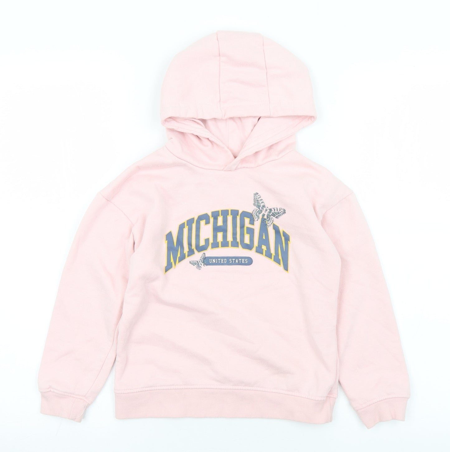 Primark Girls Pink  Cotton Pullover Hoodie Size 7-8 Years   - Michigan