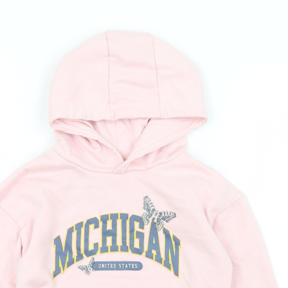 Primark Girls Pink  Cotton Pullover Hoodie Size 7-8 Years   - Michigan