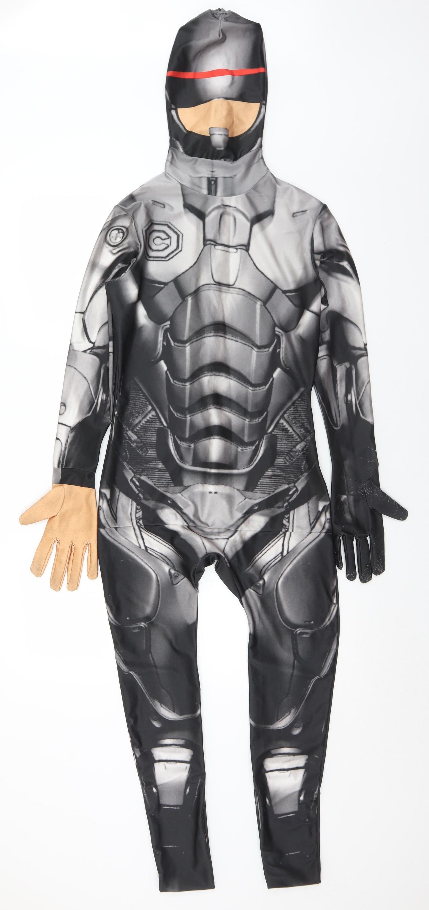 Morphsuits Mens Grey Solid Polyester  One Piece Size L  Zip - Morph suit. Fancy dress