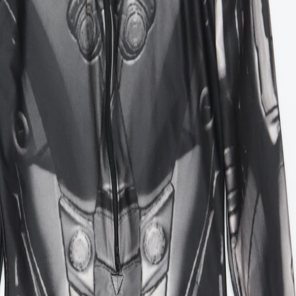 Morphsuits Mens Grey Solid Polyester  One Piece Size L  Zip - Morph suit. Fancy dress