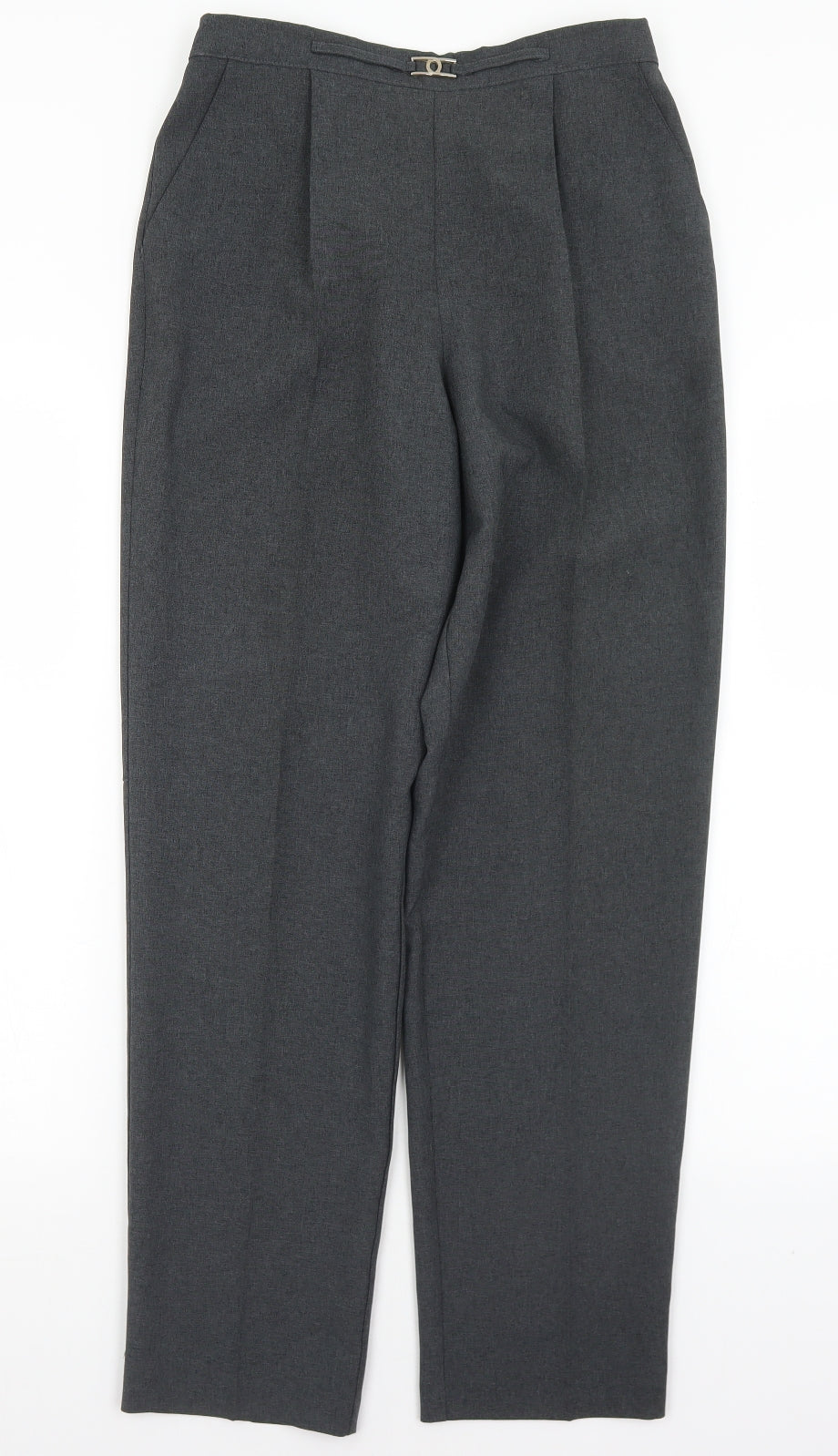 Mia Moda Womens Grey  Polyester Trousers  Size 12 L29 in Regular