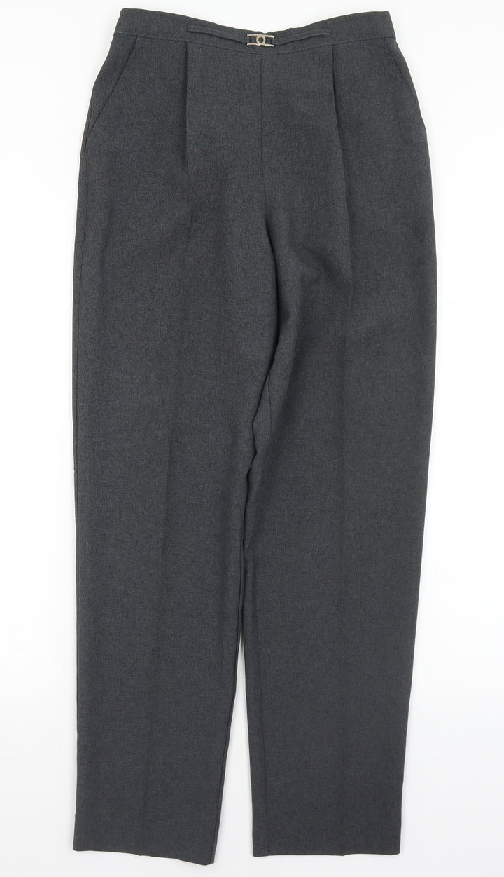 Mia Moda Womens Grey Polyester Trousers Size 12 L29 in Regular