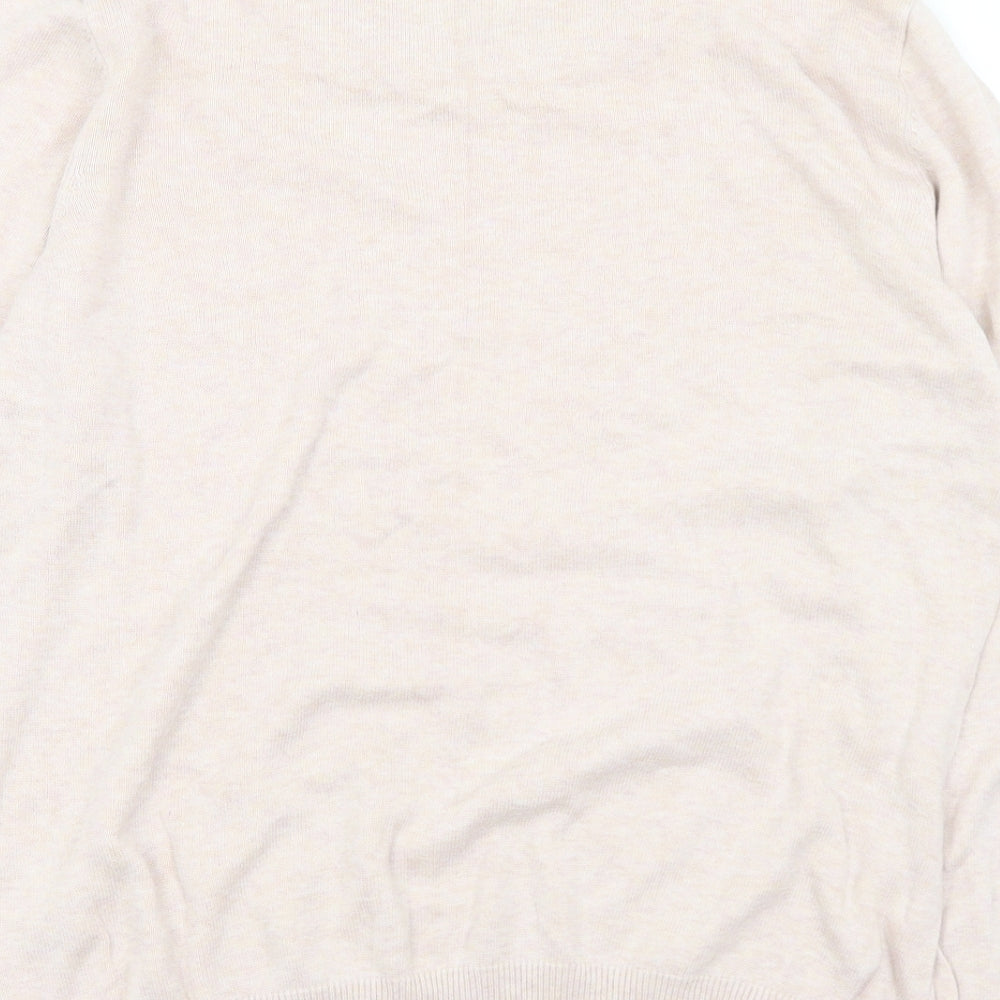 Wallis Womens Pink Round Neck  Cotton Pullover Jumper Size L   - Bead detail, small number of beads missing