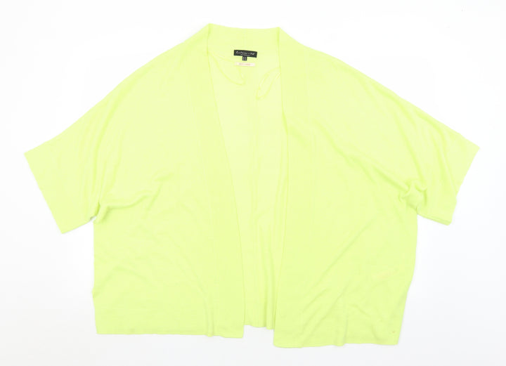 F&F Womens Yellow Collared Acrylic Cardigan Jumper Size 16