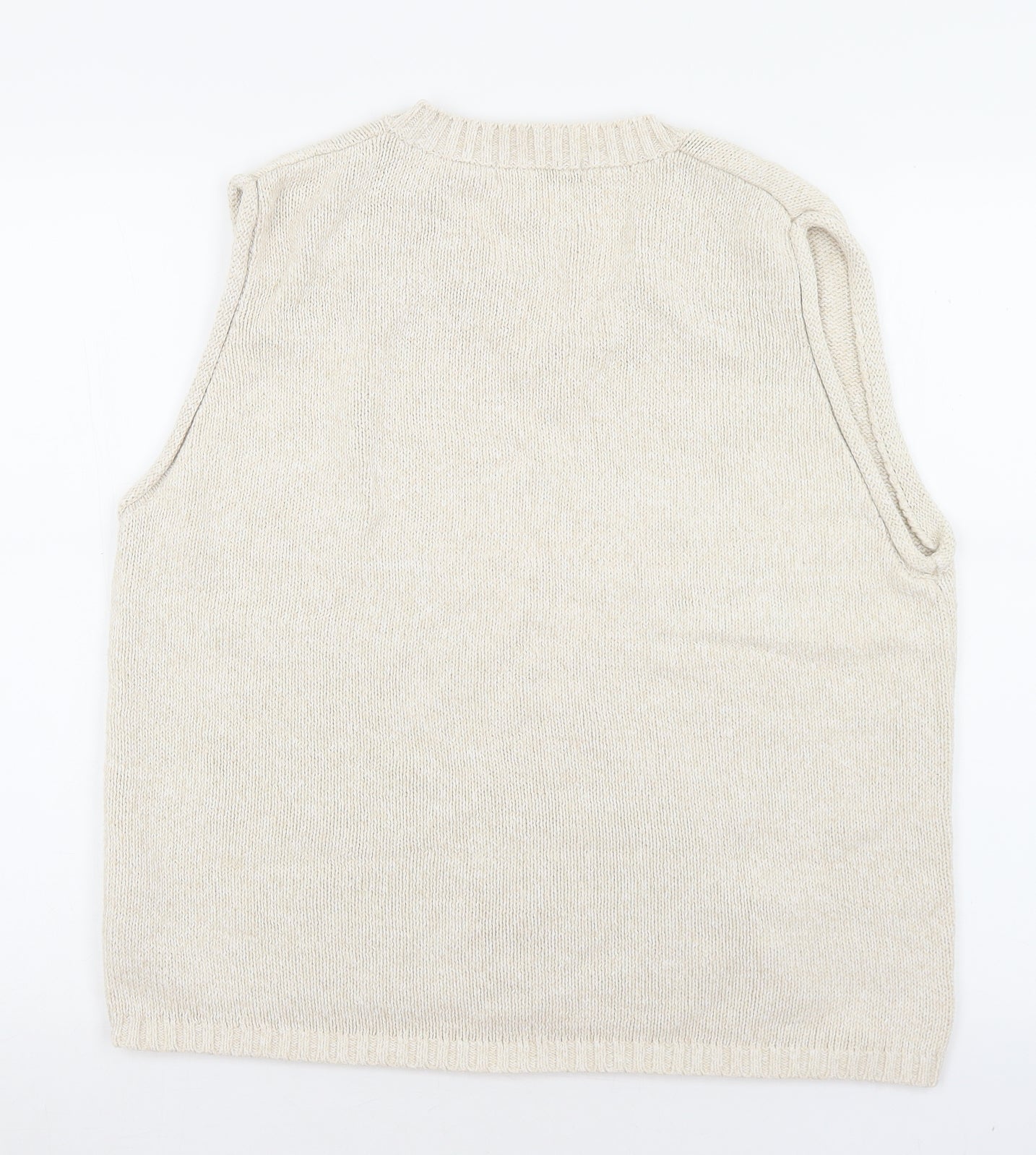 MC Casuals Mens Ivory V-Neck  Ramie Vest Jumper Size M