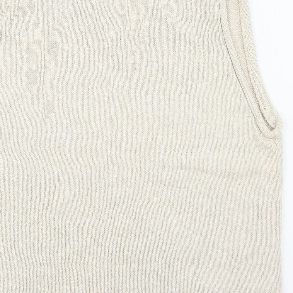 MC Casuals Mens Ivory V-Neck  Ramie Vest Jumper Size M