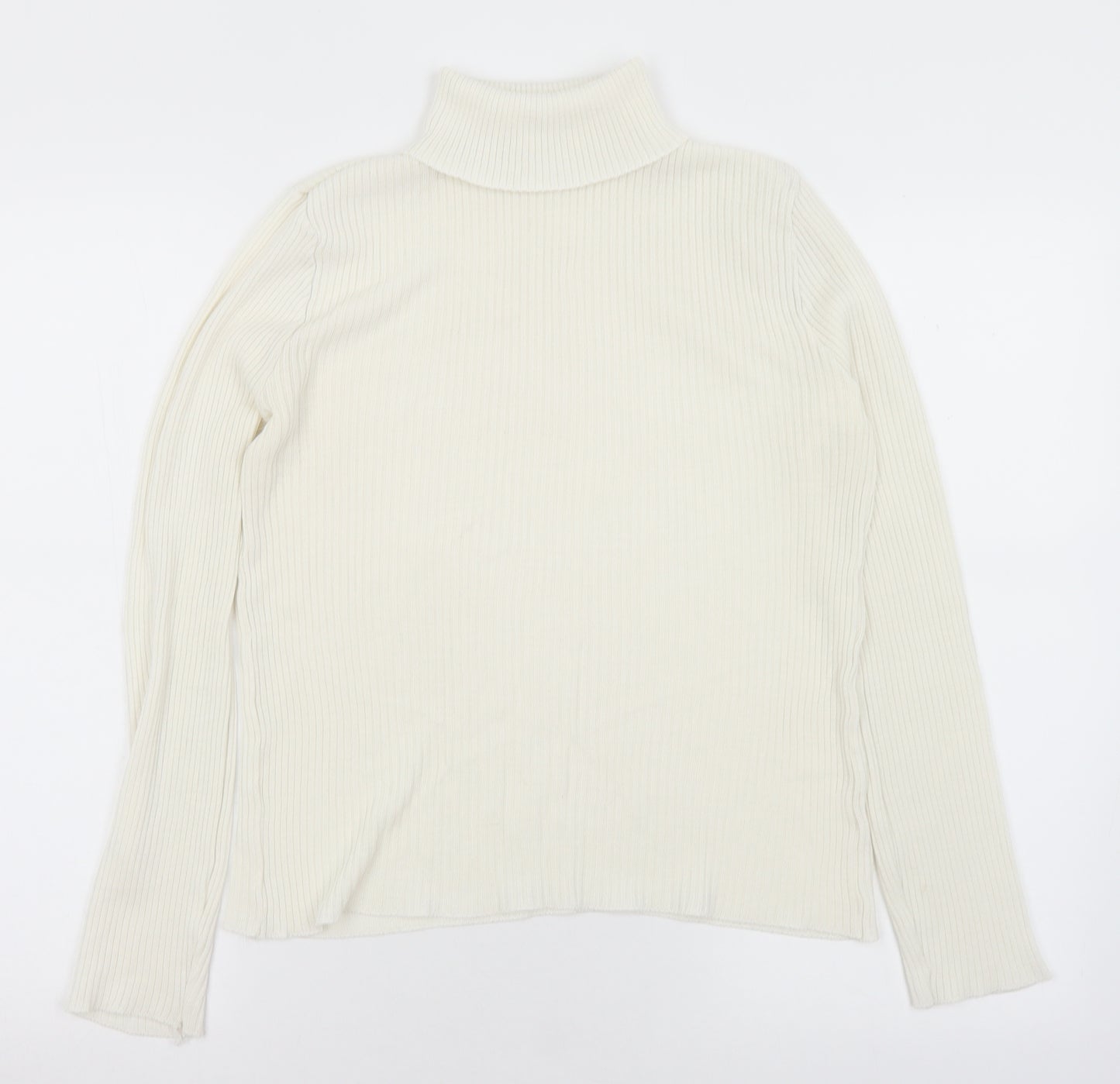 Preworn Womens White Roll Neck  Acrylic Pullover Jumper Size 12   - 12-14