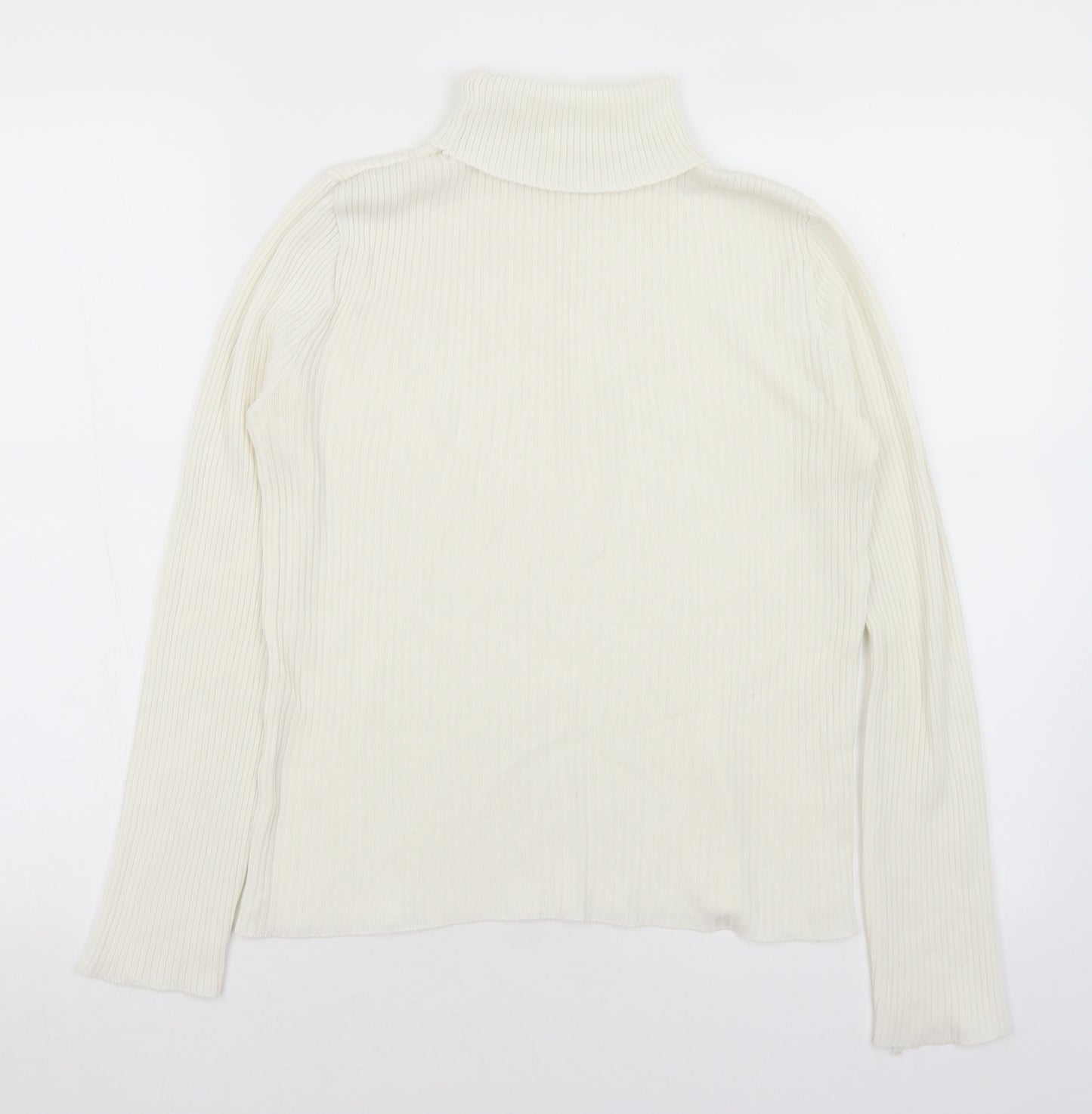 Preworn Womens White Roll Neck  Acrylic Pullover Jumper Size 12   - 12-14
