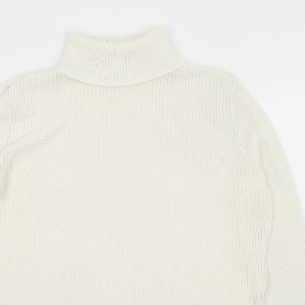 Preworn Womens White Roll Neck  Acrylic Pullover Jumper Size 12   - 12-14