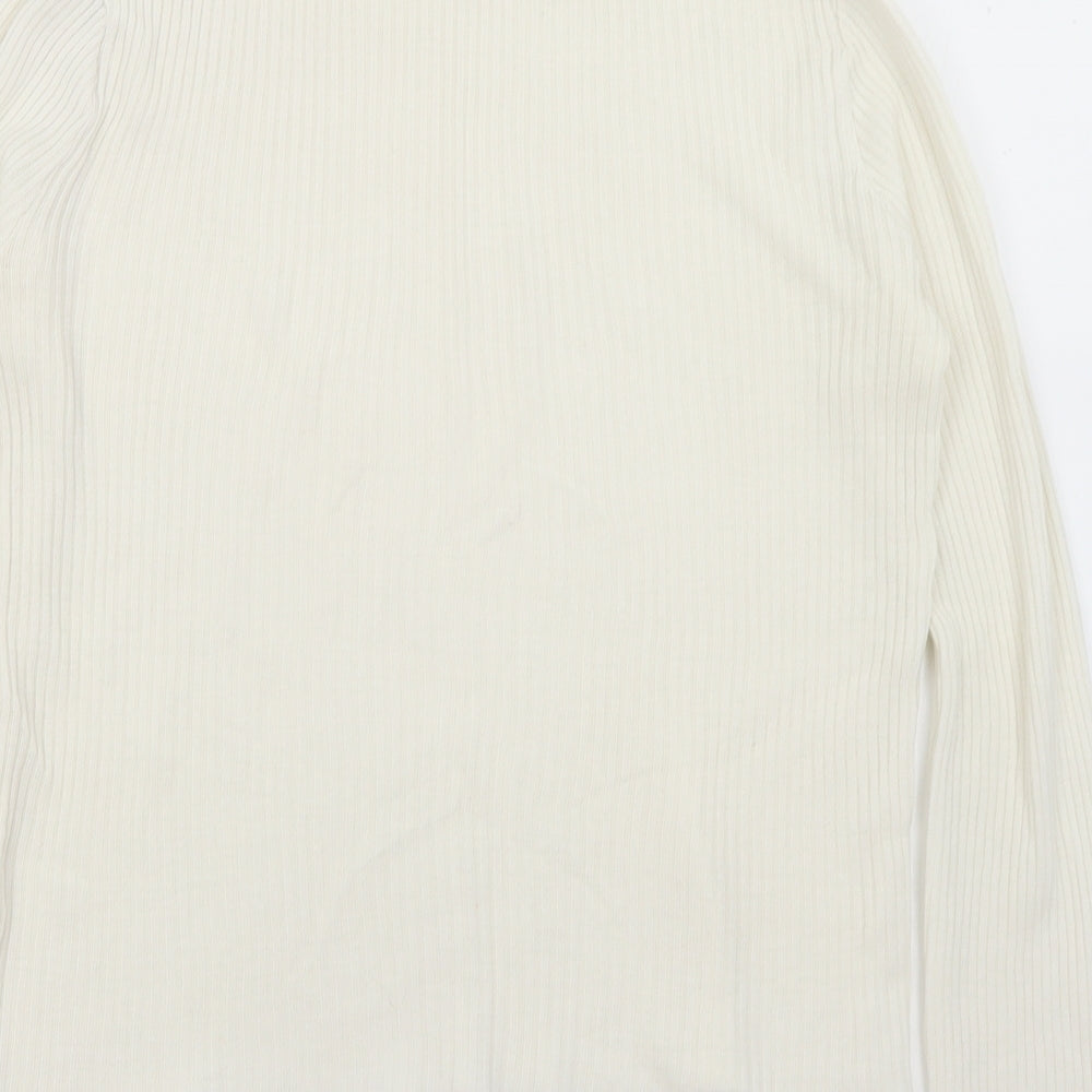Preworn Womens White Roll Neck  Acrylic Pullover Jumper Size 12   - 12-14