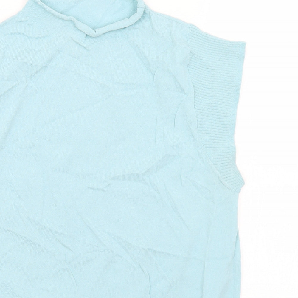 NEXT Womens Blue Mock Neck  Viscose Pullover Jumper Size 14