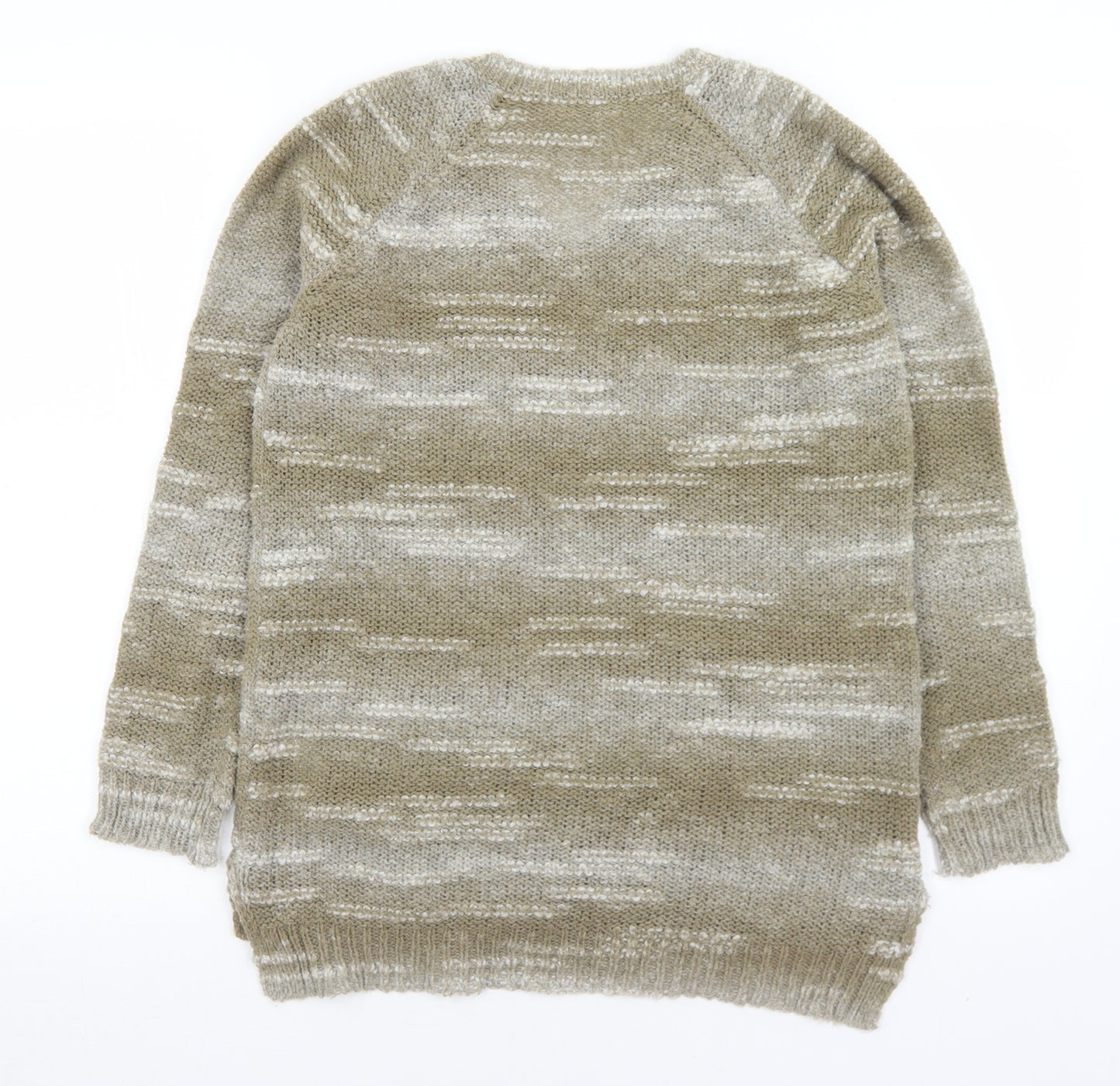 Preworn Womens Beige V-Neck  Acrylic Pullover Jumper Size 10