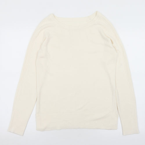 Preworn Womens White Round Neck  Acrylic Pullover Jumper Size M