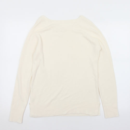 Preworn Womens White Round Neck  Acrylic Pullover Jumper Size M