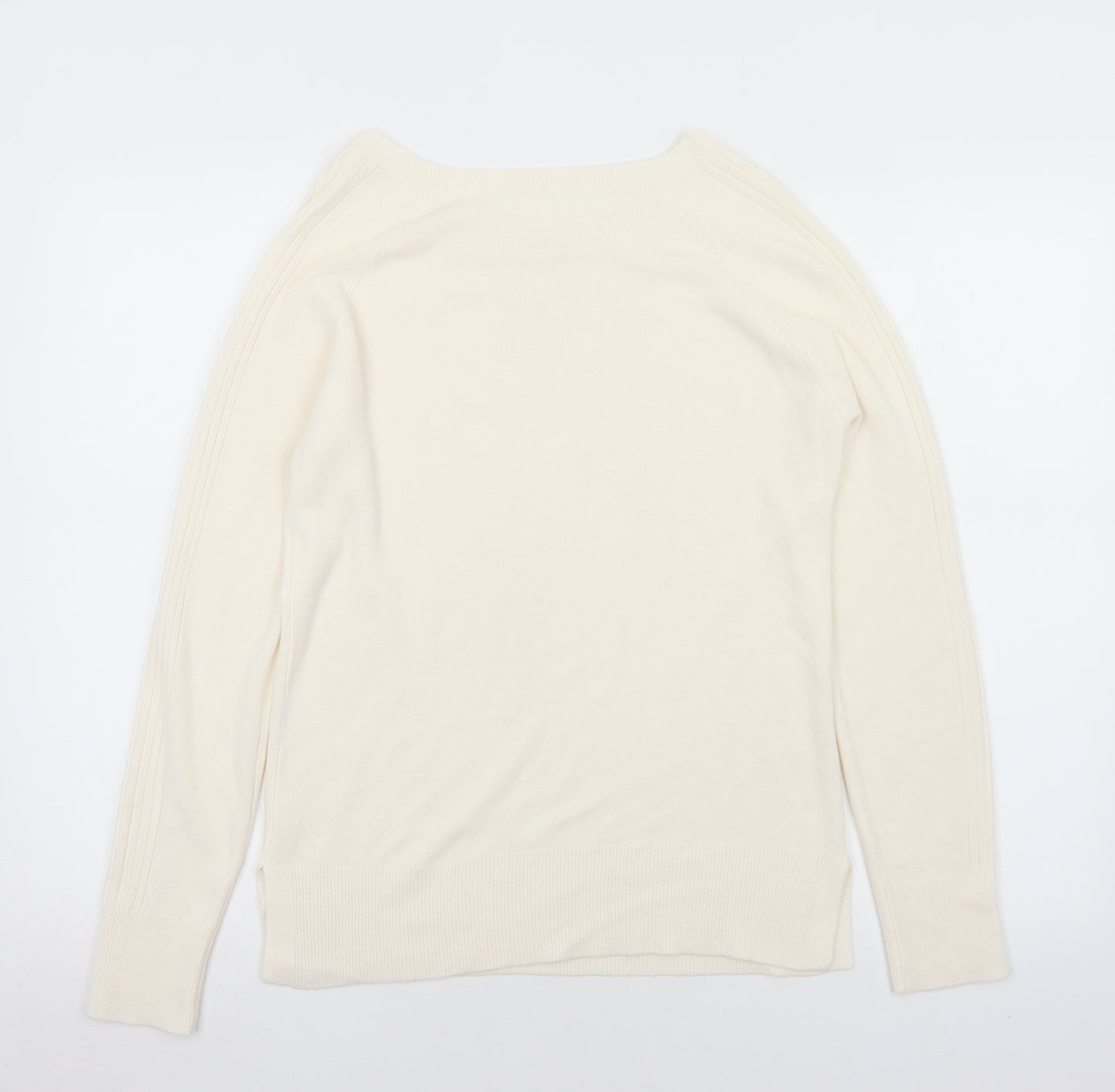 Preworn Womens White Round Neck  Acrylic Pullover Jumper Size M