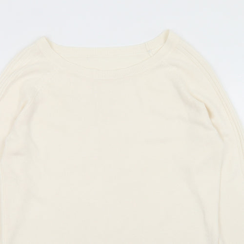 Preworn Womens White Round Neck  Acrylic Pullover Jumper Size M