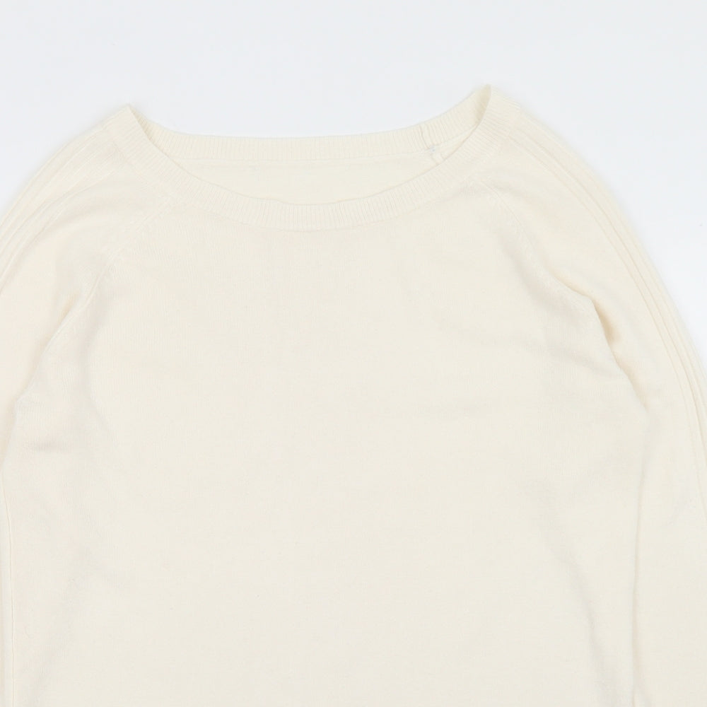 Preworn Womens White Round Neck  Acrylic Pullover Jumper Size M